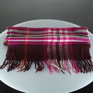 V.Fraas Maroon & White Acrylic Scarf